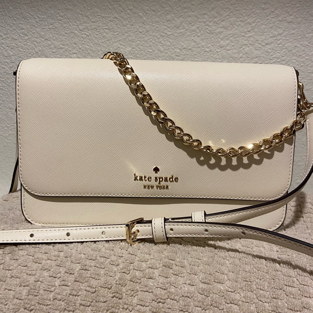 Kate Spade Ivory Crossbody Bag with Gold Chain